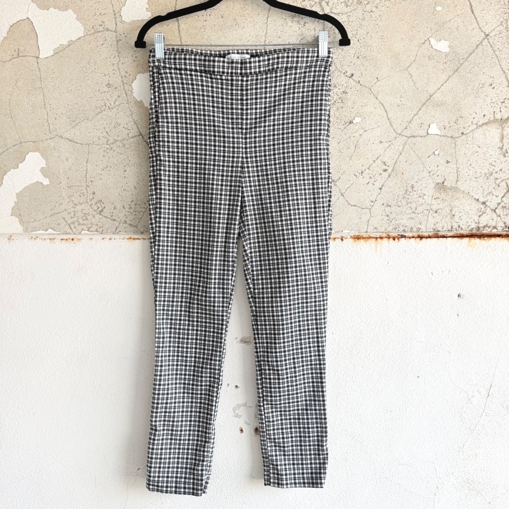 Gingham Ankle Pants Checkered Slim Trousers Maison d'Amelie Black White Plaid 6